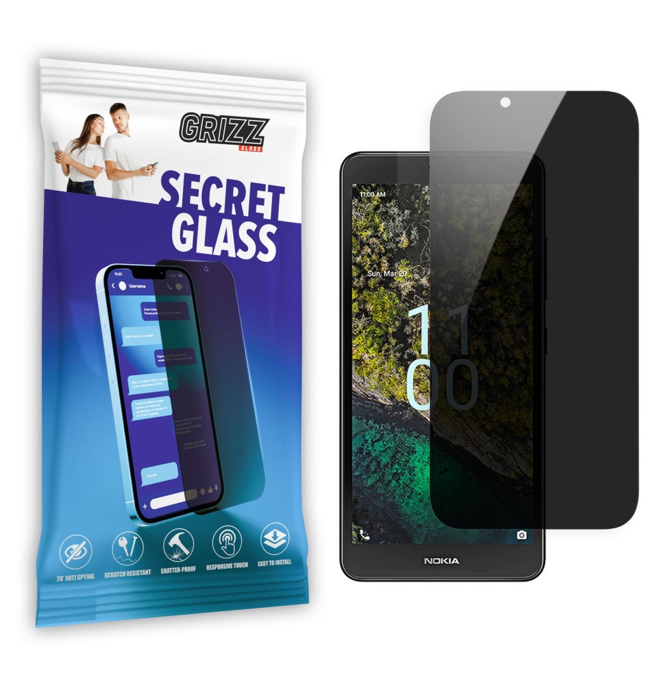 Sekretne szkło hybrydowe do Nokia C100 prywatyzujące Grizz SecretGlass