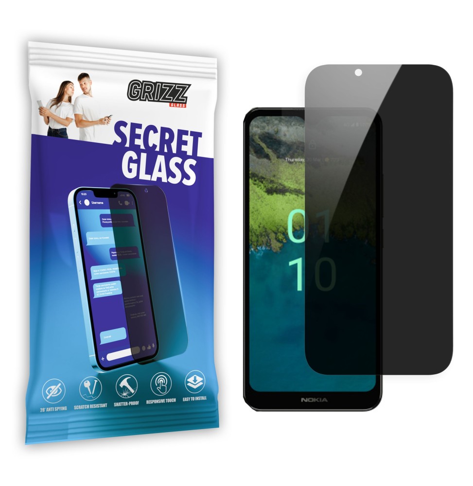 Sekretne szkło hybrydowe do Nokia C110 prywatyzujące Grizz SecretGlass
