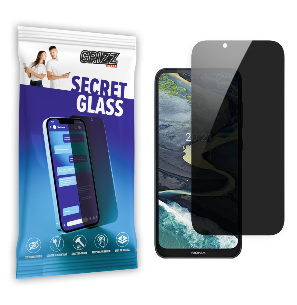 Sekretne szkło hybrydowe do Nokia C20 Plus prywatyzujące Grizz SecretGlass