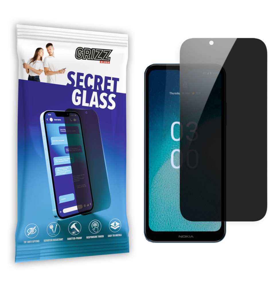 Sekretne szkło hybrydowe do Nokia C300 prywatyzujące Grizz SecretGlass