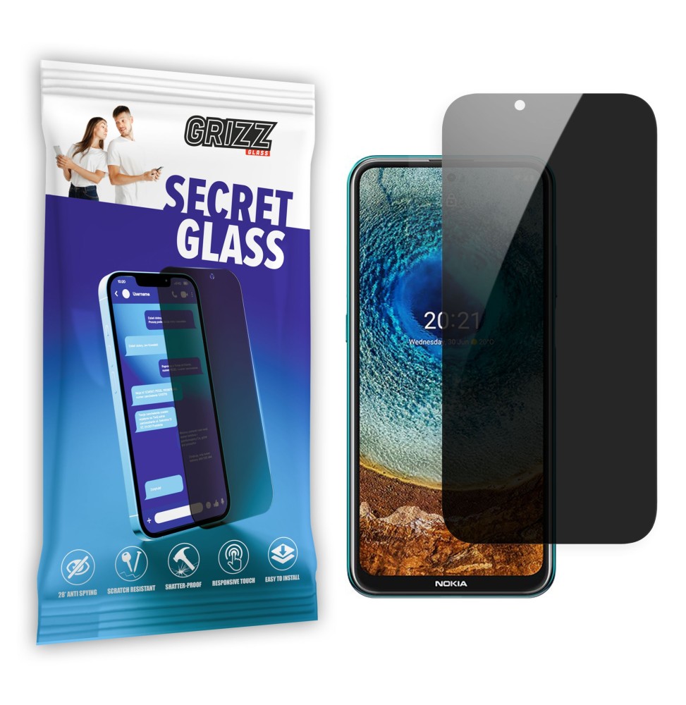 Sekretne szkło hybrydowe do Nokia X10 5G prywatyzujące Grizz SecretGlass