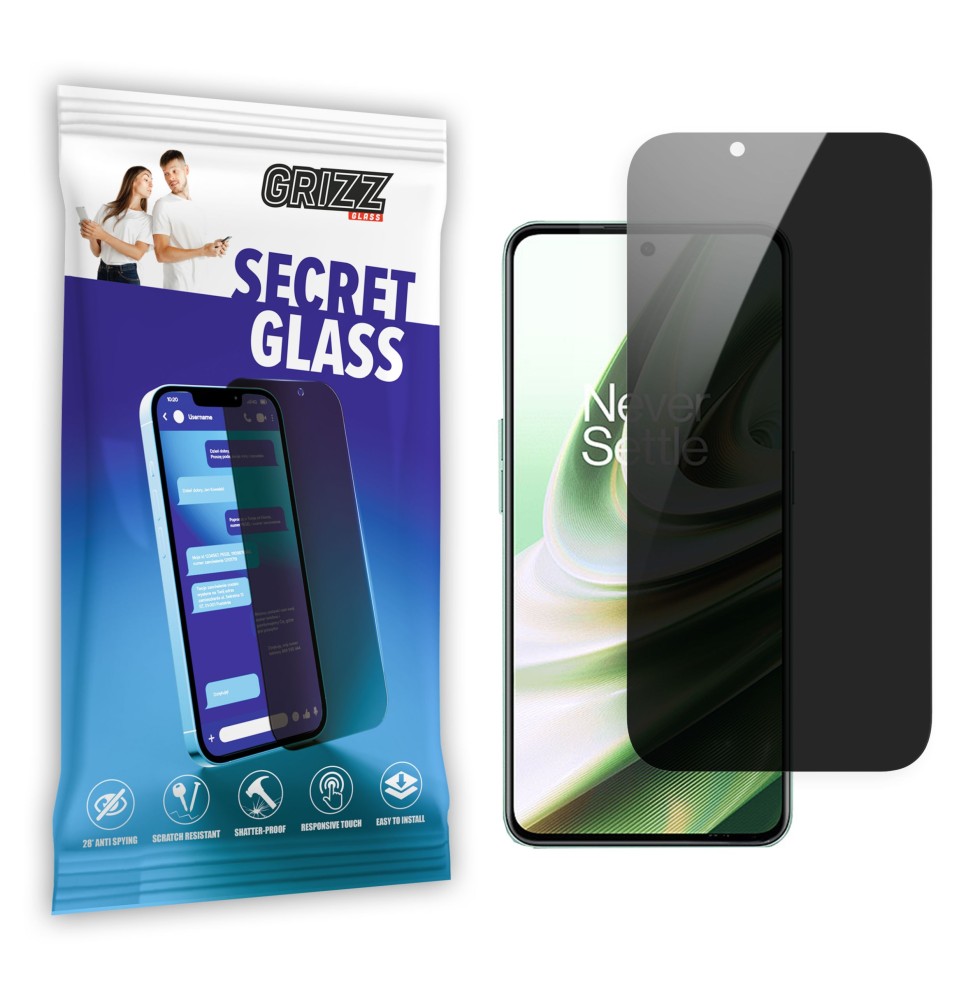 Sekretne szkło hybrydowe do OnePlus 10R prywatyzujące Grizz SecretGlass