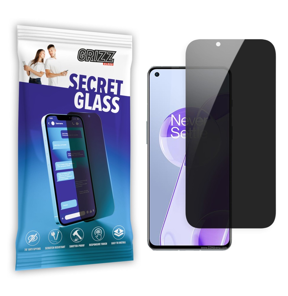 Sekretne szkło hybrydowe do OnePlus 9RT 5G prywatyzujące Grizz SecretGlass