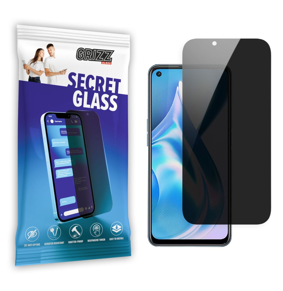 Sekretne szkło hybrydowe do OnePlus Ace Racing Edition prywatyzujące Grizz SecretGlass