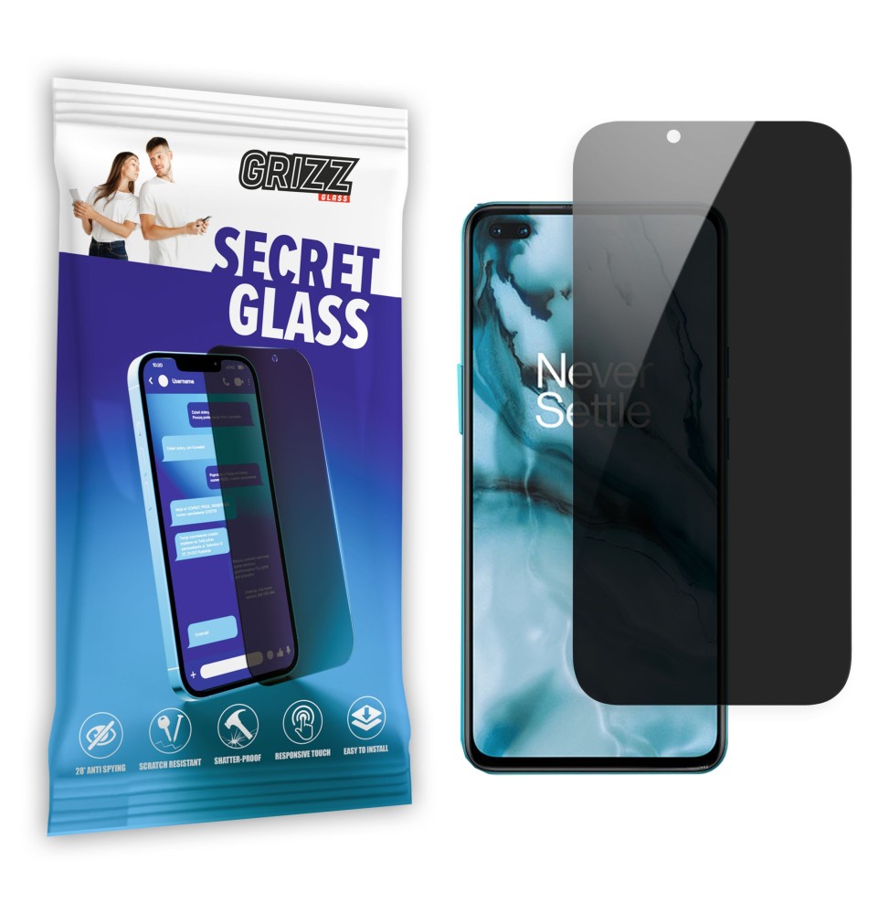 Sekretne szkło hybrydowe do OnePlus Nord 5G prywatyzujące Grizz SecretGlass