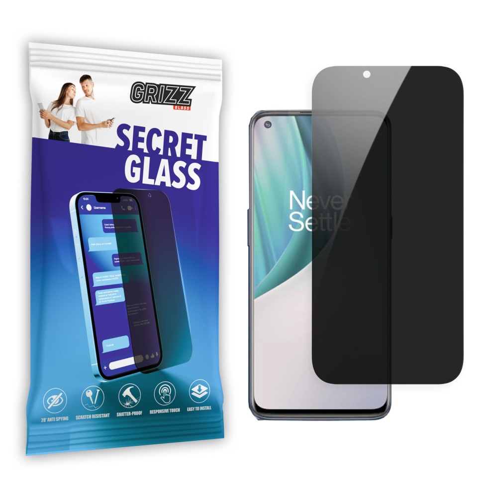 Sekretne szkło hybrydowe do OnePlus Nord N10 5G prywatyzujące Grizz SecretGlass