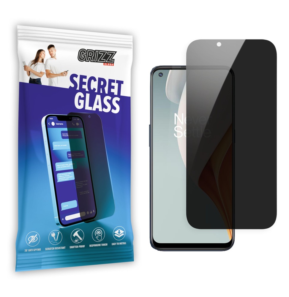 Sekretne szkło hybrydowe do OnePlus Nord N100 prywatyzujące Grizz SecretGlass