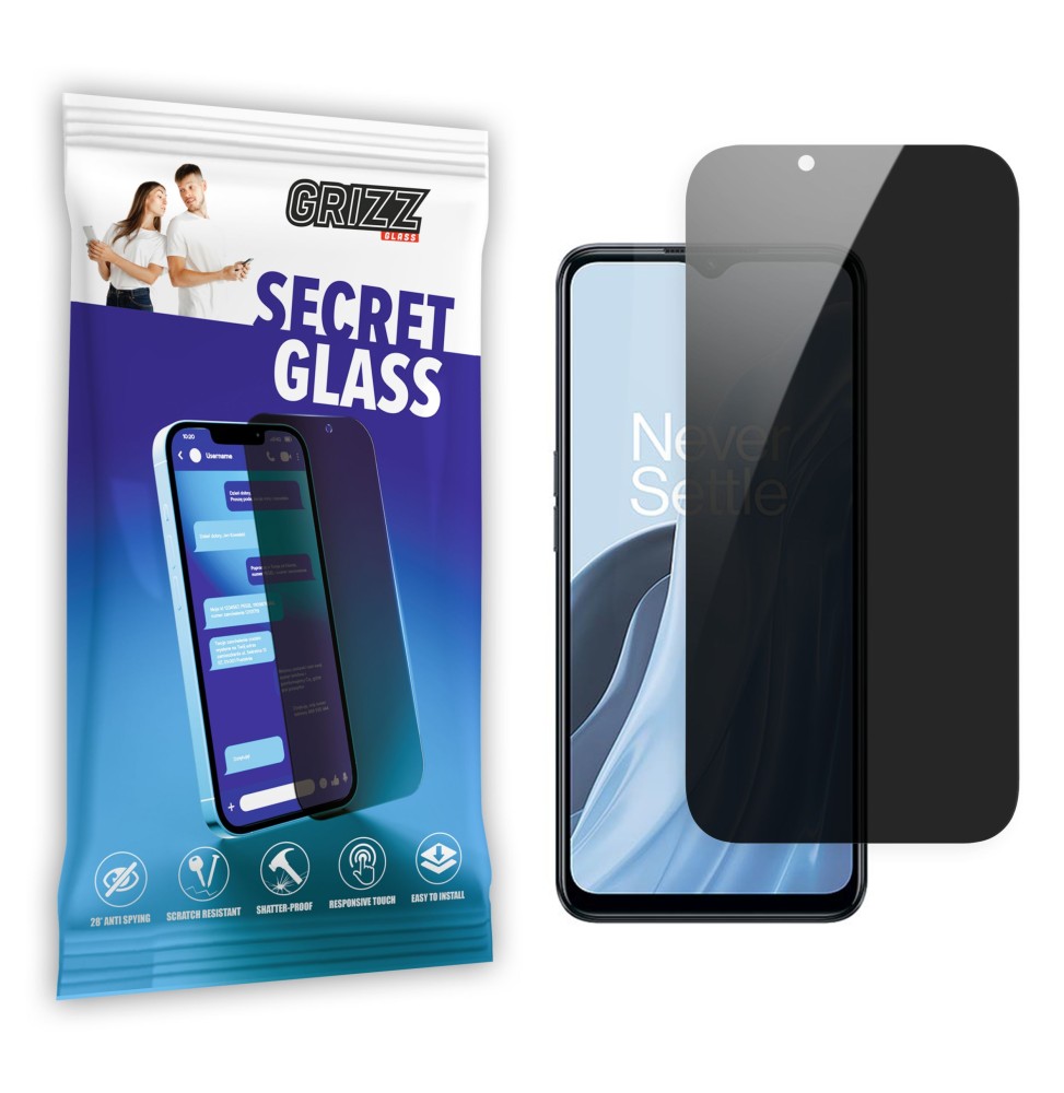 Sekretne szkło hybrydowe do OnePlus Nord N300 prywatyzujące Grizz SecretGlass