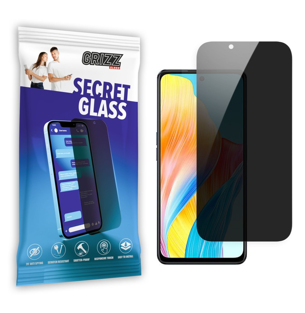 Sekretne szkło hybrydowe do Oppo A1 prywatyzujące Grizz SecretGlass