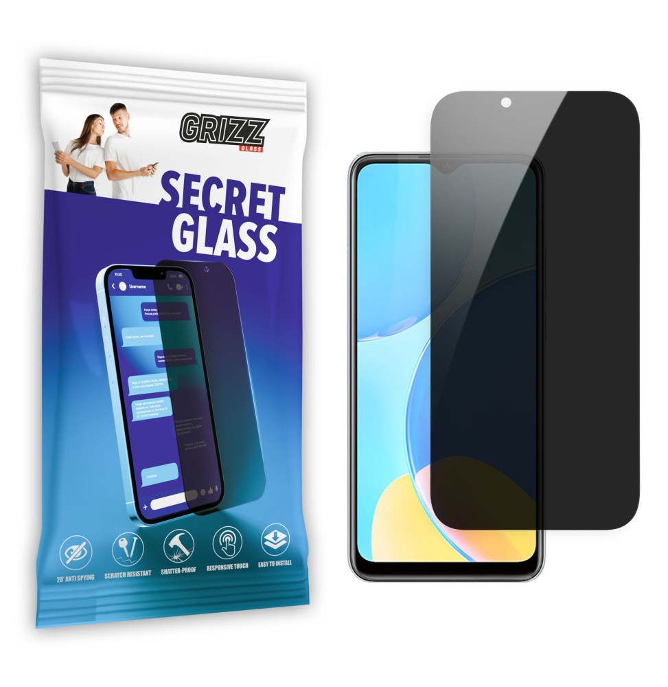 Sekretne szkło hybrydowe do Oppo A15s prywatyzujące Grizz SecretGlass