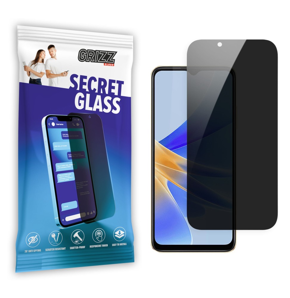 Sekretne szkło hybrydowe do Oppo A17k prywatyzujące Grizz SecretGlass