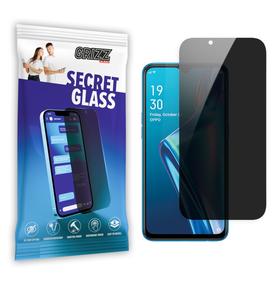 Sekretne szkło hybrydowe do Oppo A5 2020 prywatyzujące Grizz SecretGlass