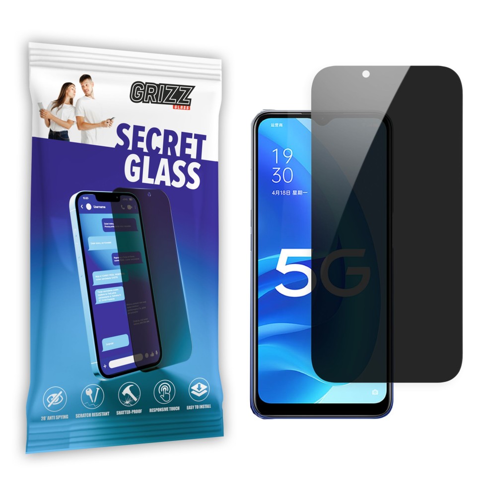 Sekretne szkło hybrydowe do Oppo A55s prywatyzujące Grizz SecretGlass