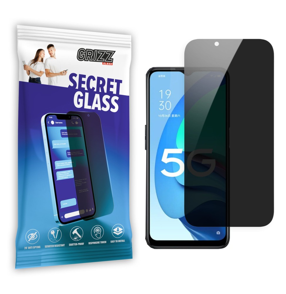 Sekretne szkło hybrydowe do Oppo A56s prywatyzujące Grizz SecretGlass