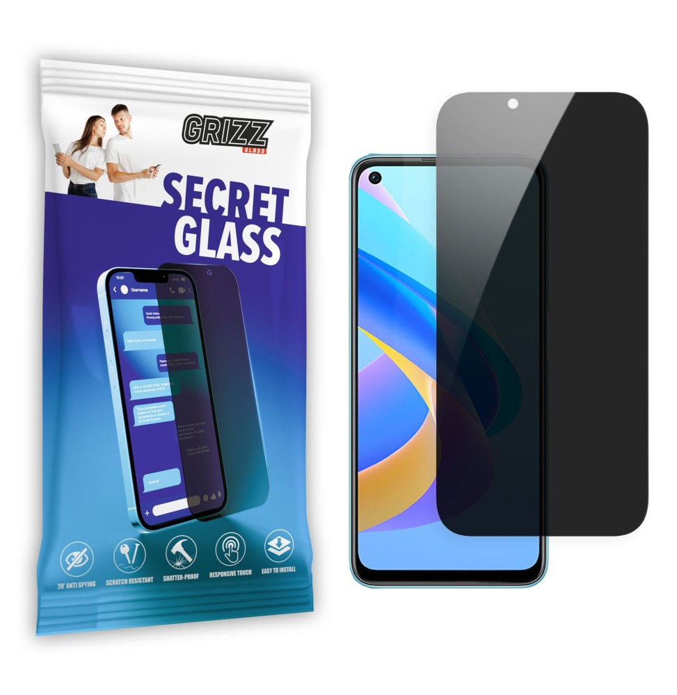 Sekretne szkło hybrydowe do Oppo A76 prywatyzujące Grizz SecretGlass