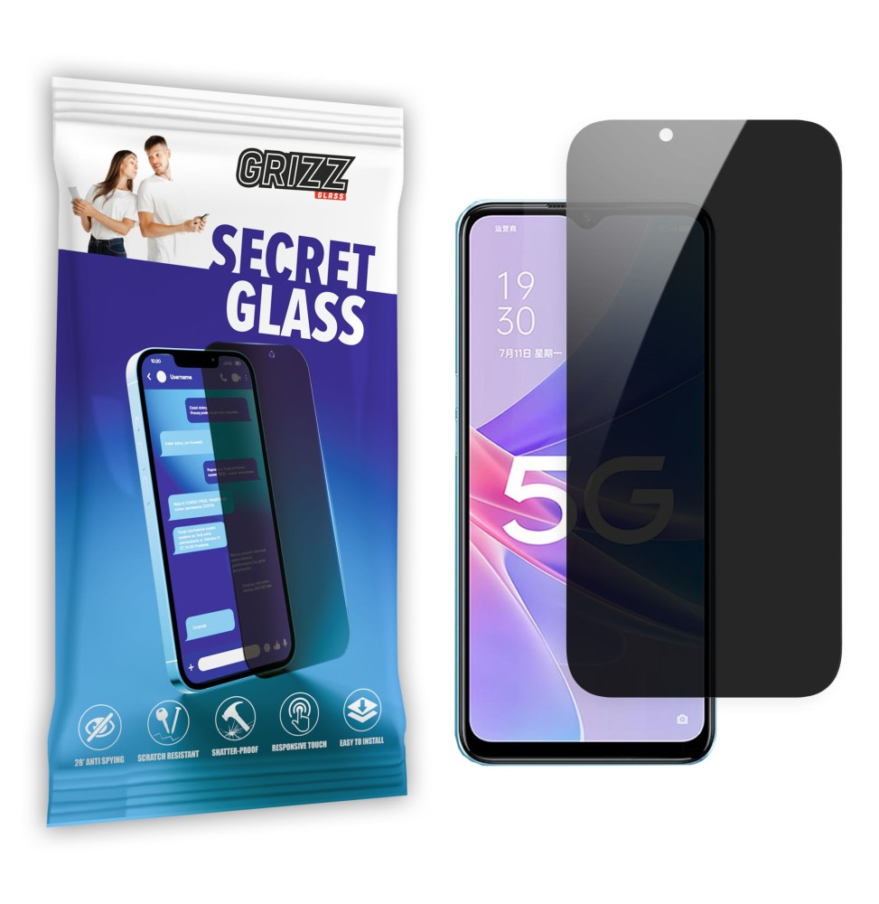Sekretne szkło hybrydowe do Oppo A97 5G prywatyzujące Grizz SecretGlass