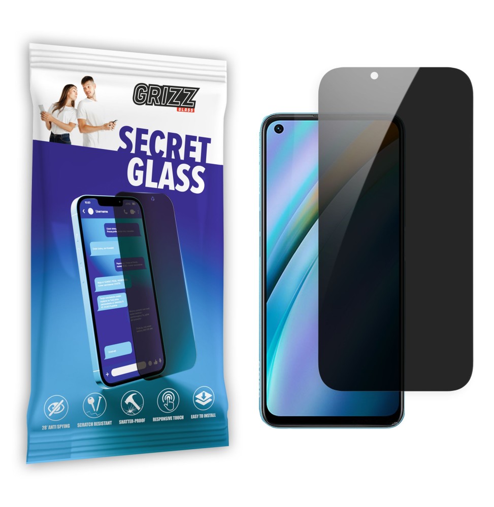 Sekretne szkło hybrydowe do Oppo K10 prywatyzujące Grizz SecretGlass