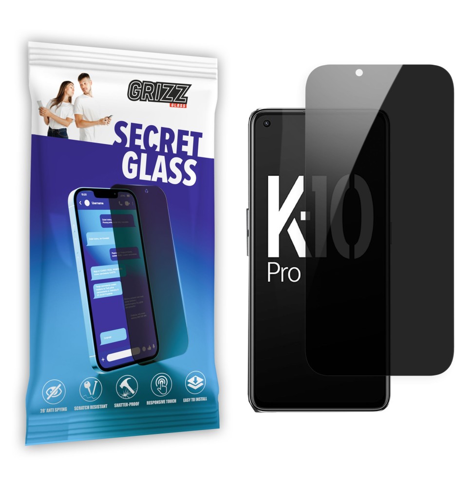 Sekretne szkło hybrydowe do Oppo K10 Pro prywatyzujące Grizz SecretGlass
