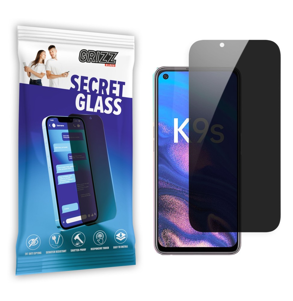 Sekretne szkło hybrydowe do Oppo K9s prywatyzujące Grizz SecretGlass