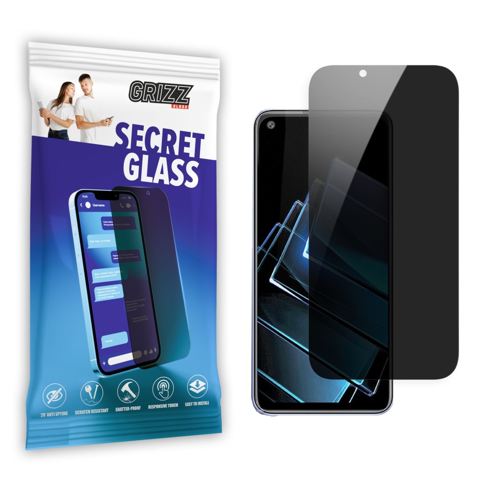 Sekretne szkło hybrydowe do Oppo K9x prywatyzujące Grizz SecretGlass