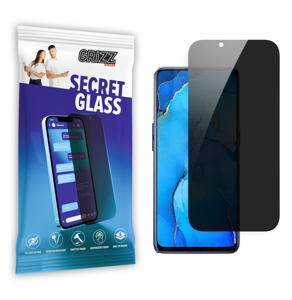 Sekretne szkło hybrydowe do Oppo Reno 3 prywatyzujące Grizz SecretGlass