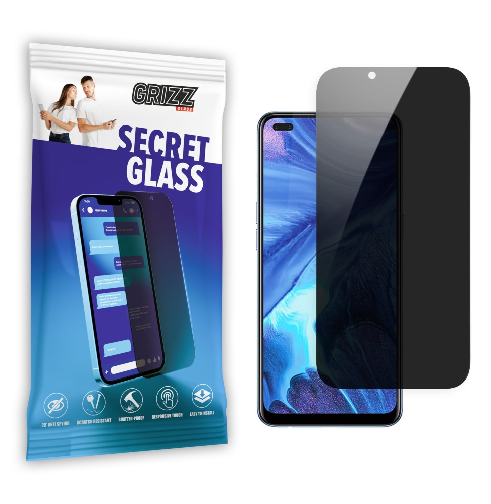 Sekretne szkło hybrydowe do Oppo Reno 4 prywatyzujące Grizz SecretGlass