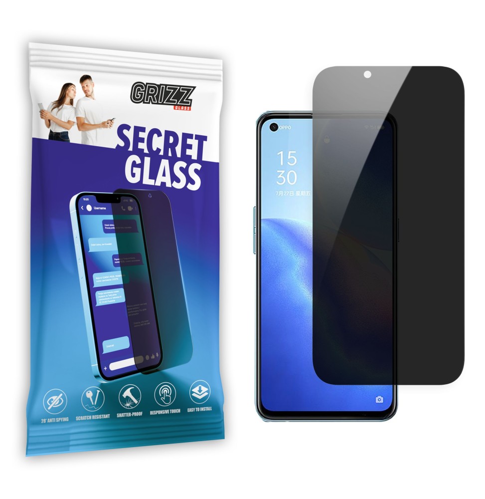 Sekretne szkło hybrydowe do Oppo Reno 5A 5G prywatyzujące Grizz SecretGlass