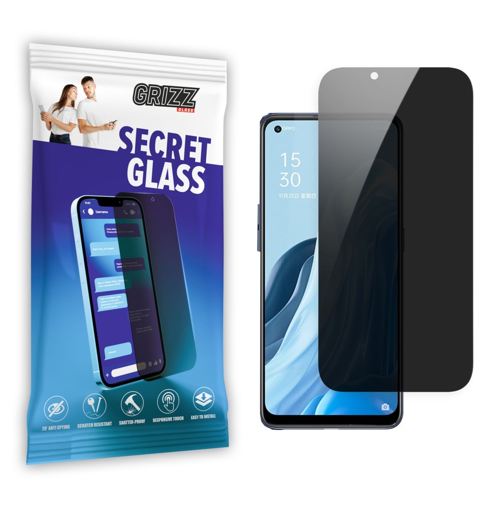 Sekretne szkło hybrydowe do Oppo Reno 7 SE 5G prywatyzujące Grizz SecretGlass