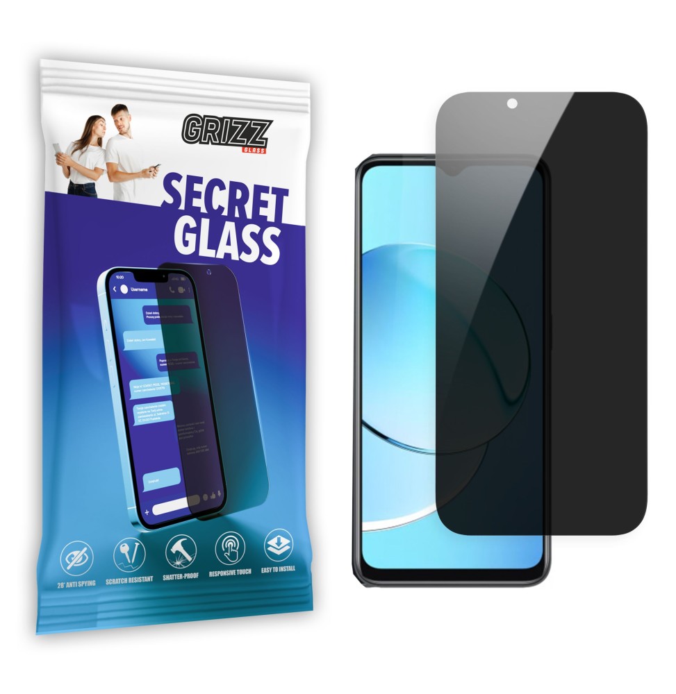 Sekretne szkło hybrydowe do Realme 10 5G prywatyzujące Grizz SecretGlass