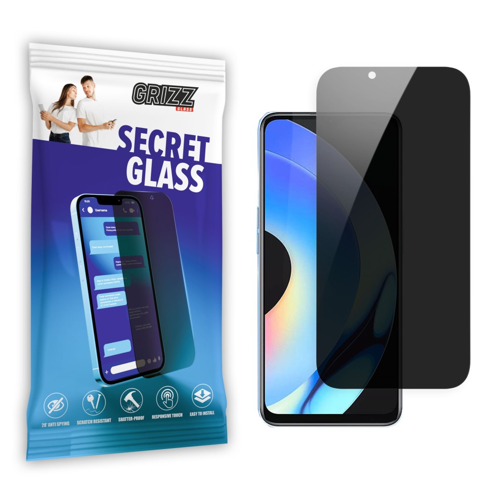 Sekretne szkło hybrydowe do Realme 10s prywatyzujące Grizz SecretGlass