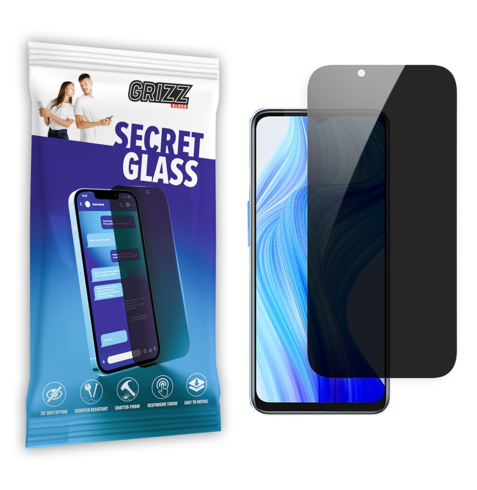 Sekretne szkło hybrydowe do Realme 10T prywatyzujące Grizz SecretGlass