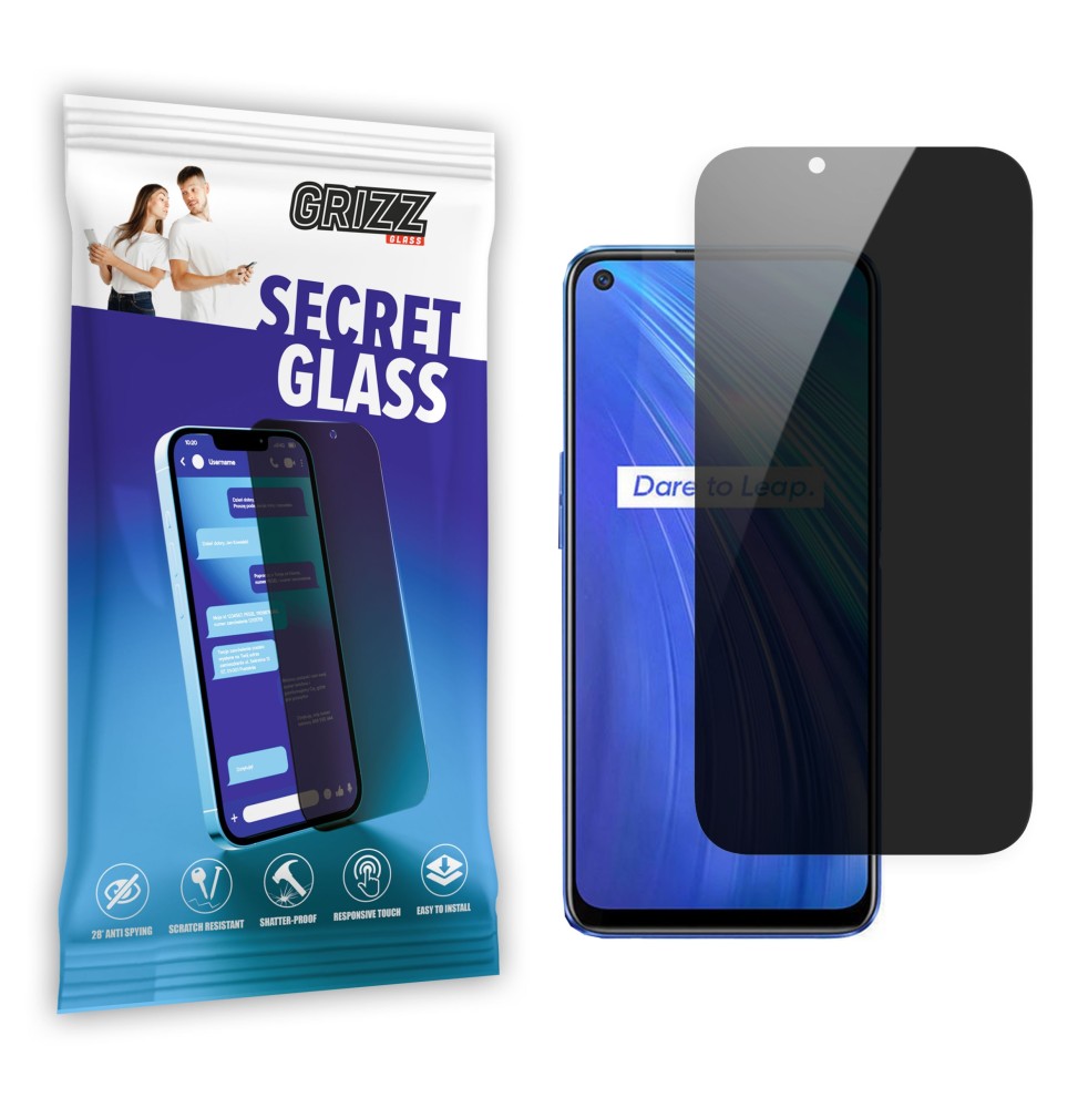 Sekretne szkło hybrydowe do Realme 6 prywatyzujące Grizz SecretGlass