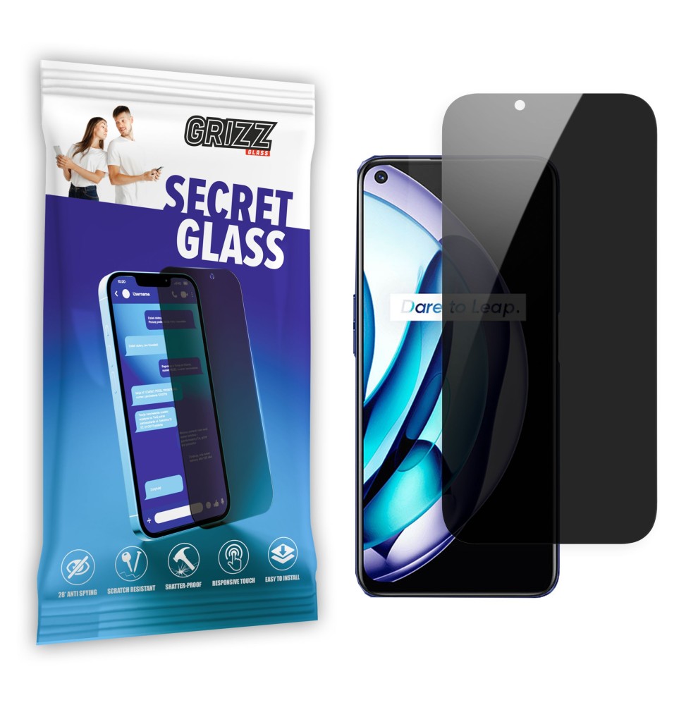 Sekretne szkło hybrydowe do Realme 8 5G prywatyzujące Grizz SecretGlass