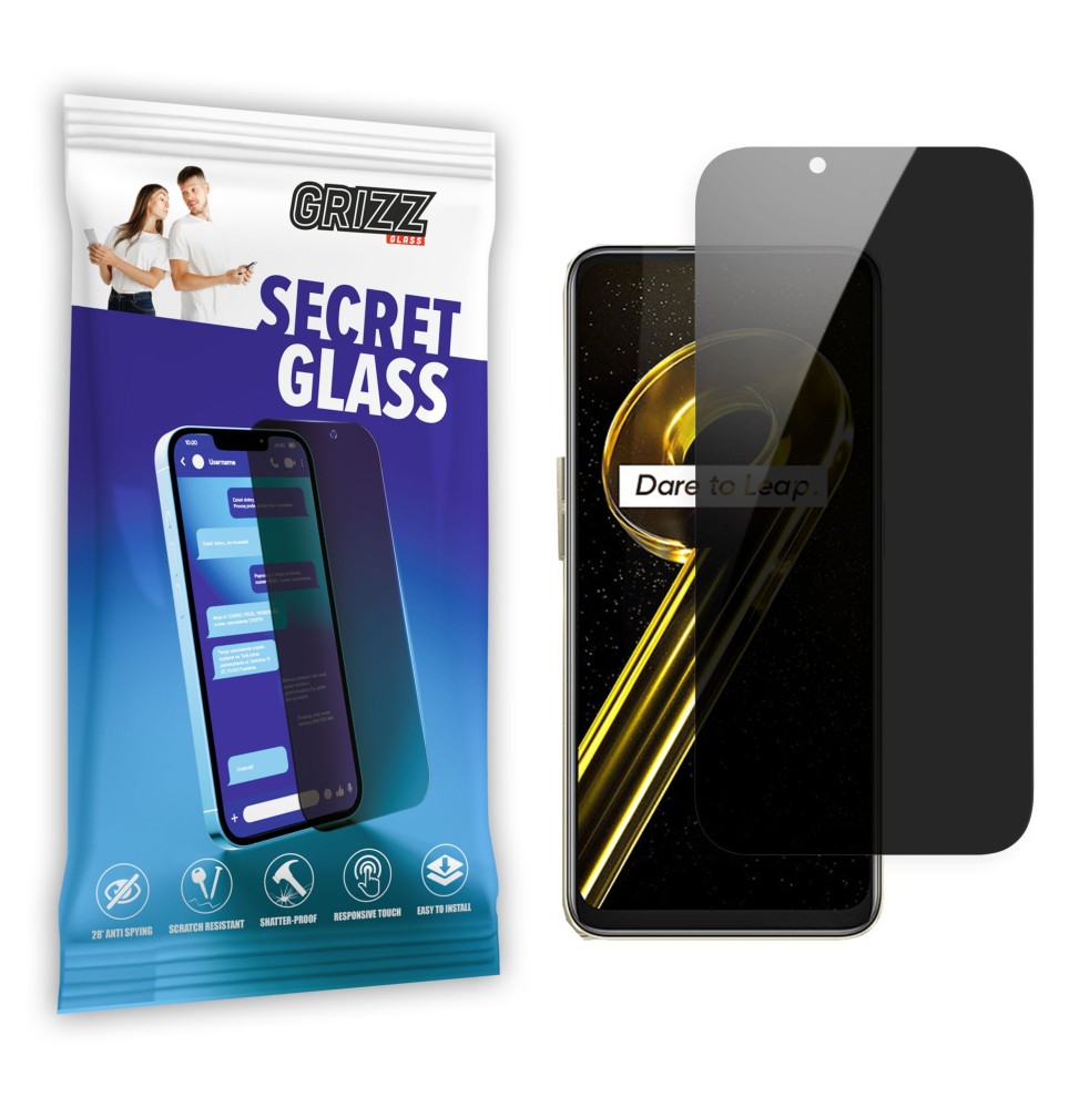 Sekretne szkło hybrydowe do Realme 9 5G prywatyzujące Grizz SecretGlass