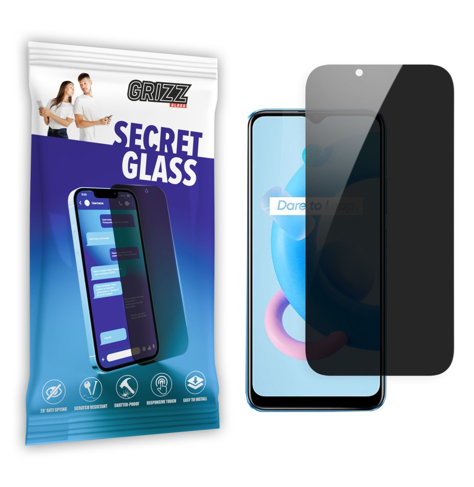 Sekretne szkło hybrydowe do Realme C20A prywatyzujące Grizz SecretGlass