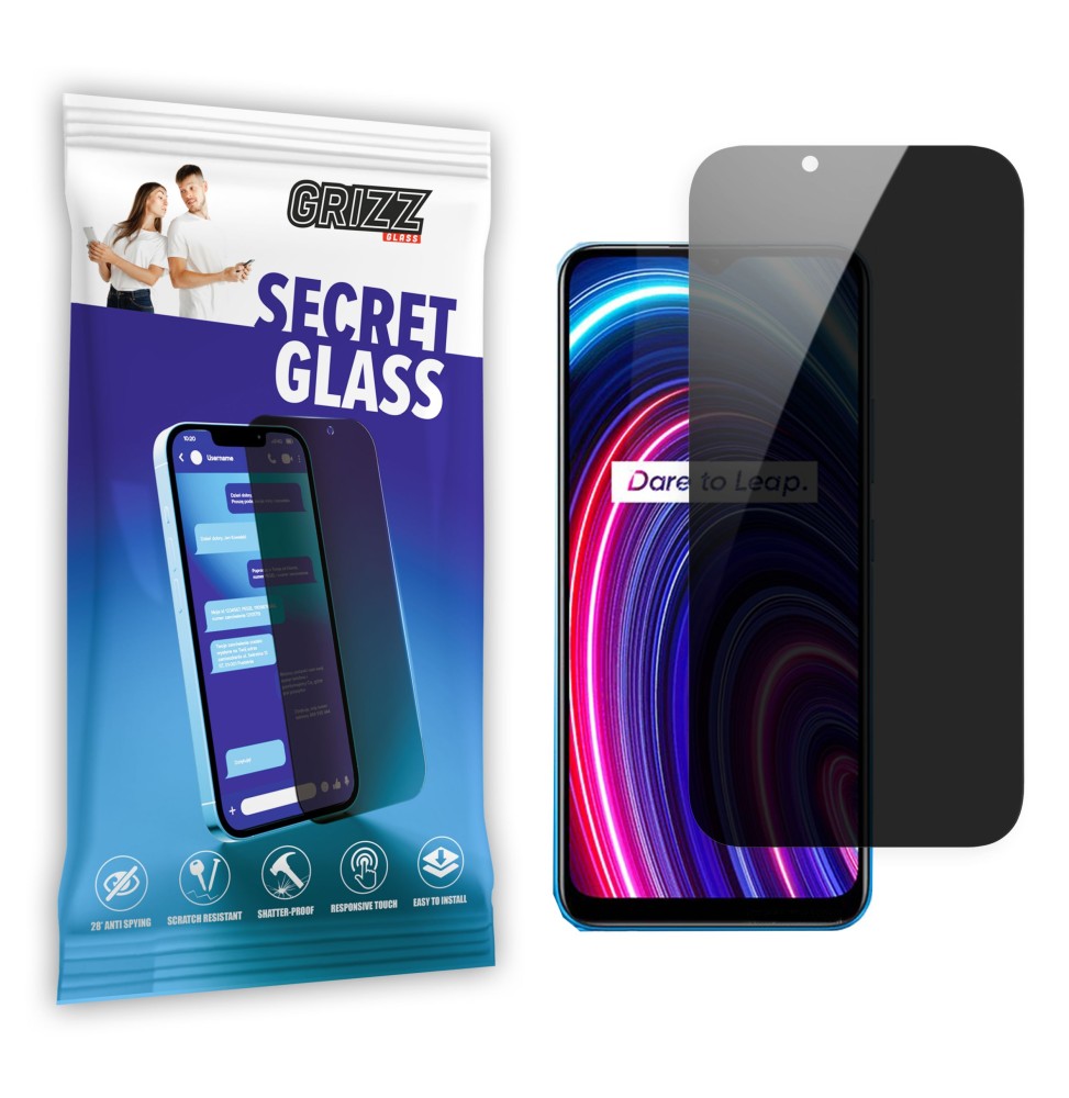 Sekretne szkło hybrydowe do Realme C25Y prywatyzujące Grizz SecretGlass