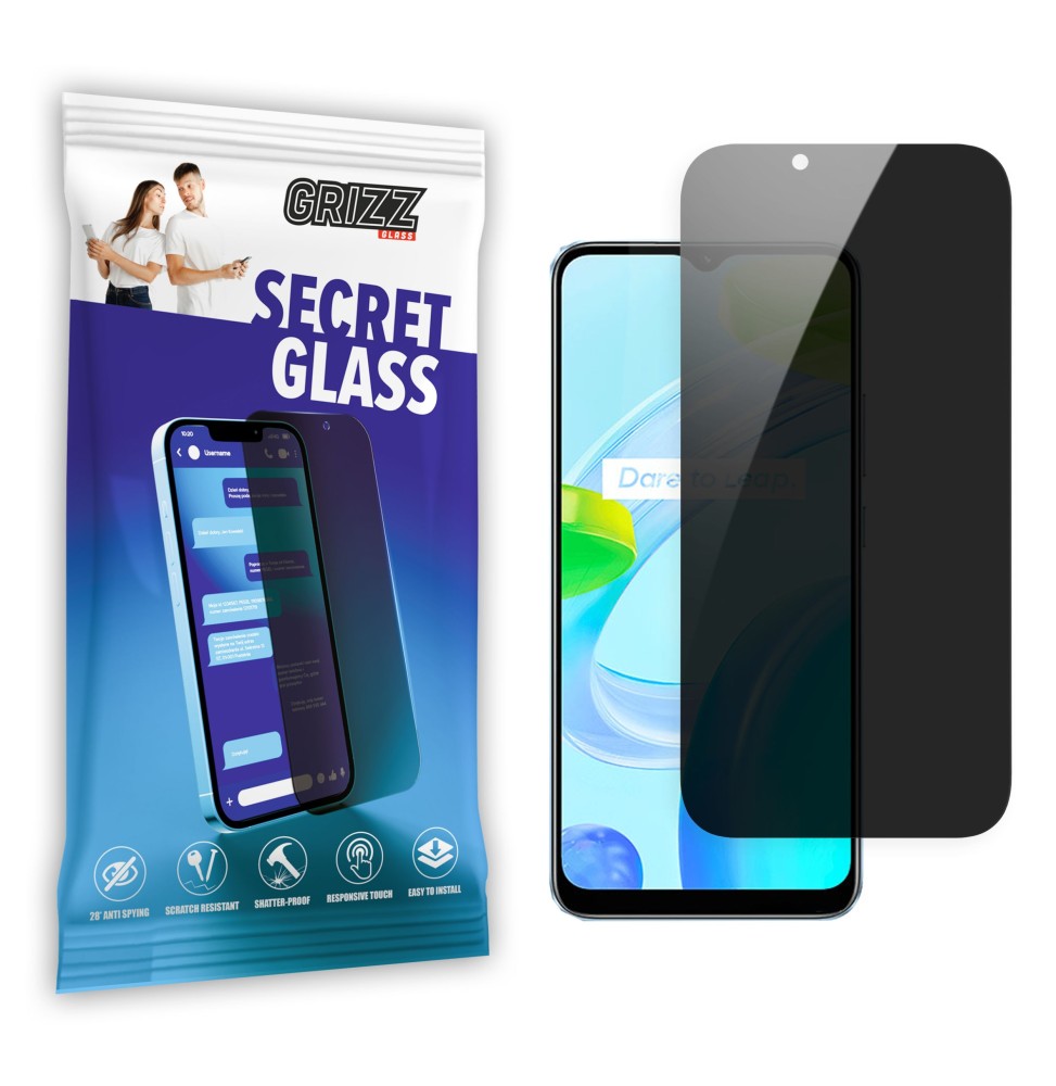 Sekretne szkło hybrydowe do Realme C30 prywatyzujące Grizz SecretGlass