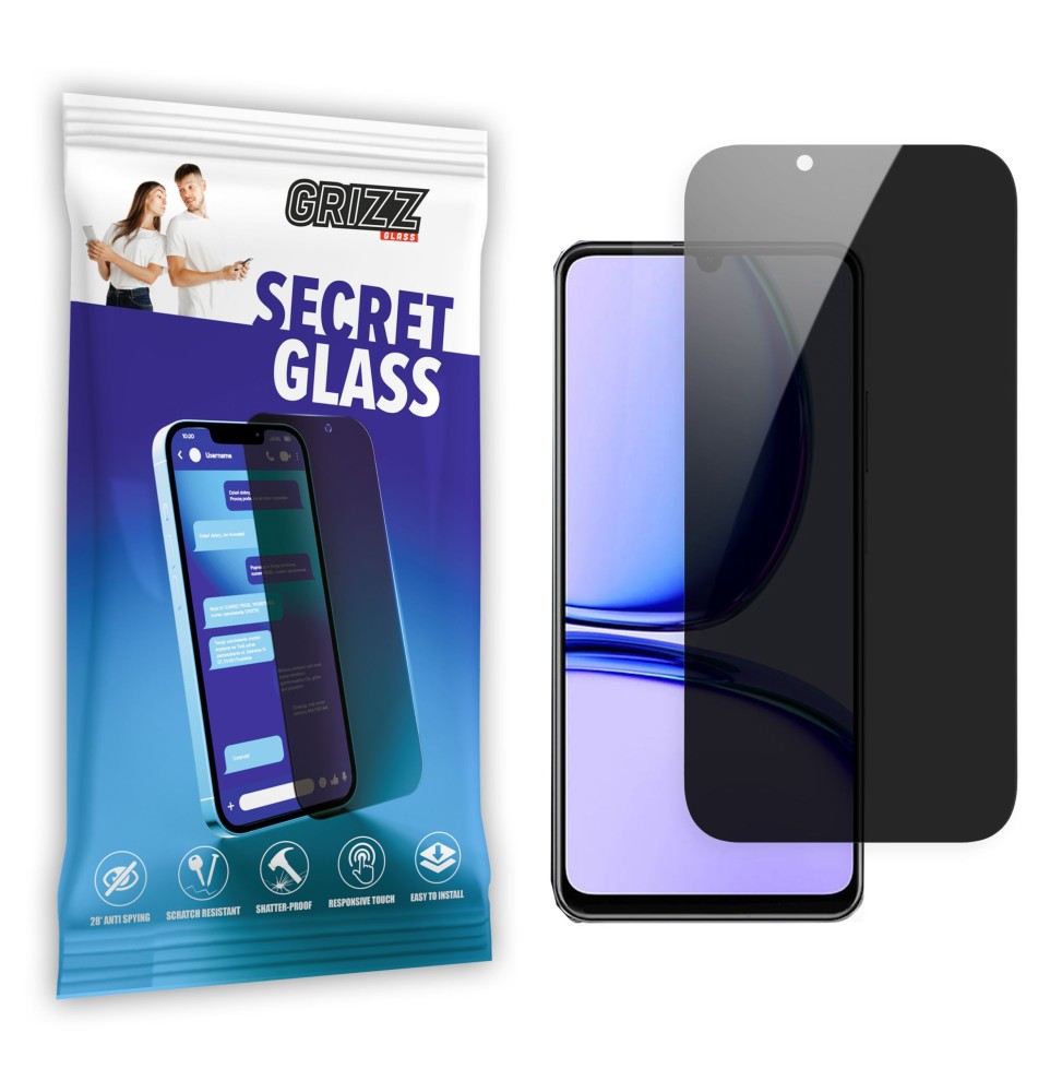 Sekretne szkło hybrydowe do Realme C53 prywatyzujące Grizz SecretGlass