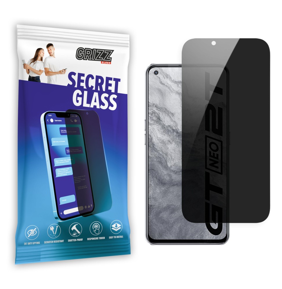 Sekretne szkło hybrydowe do Realme GT 2 Pro 5G prywatyzujące Grizz SecretGlass
