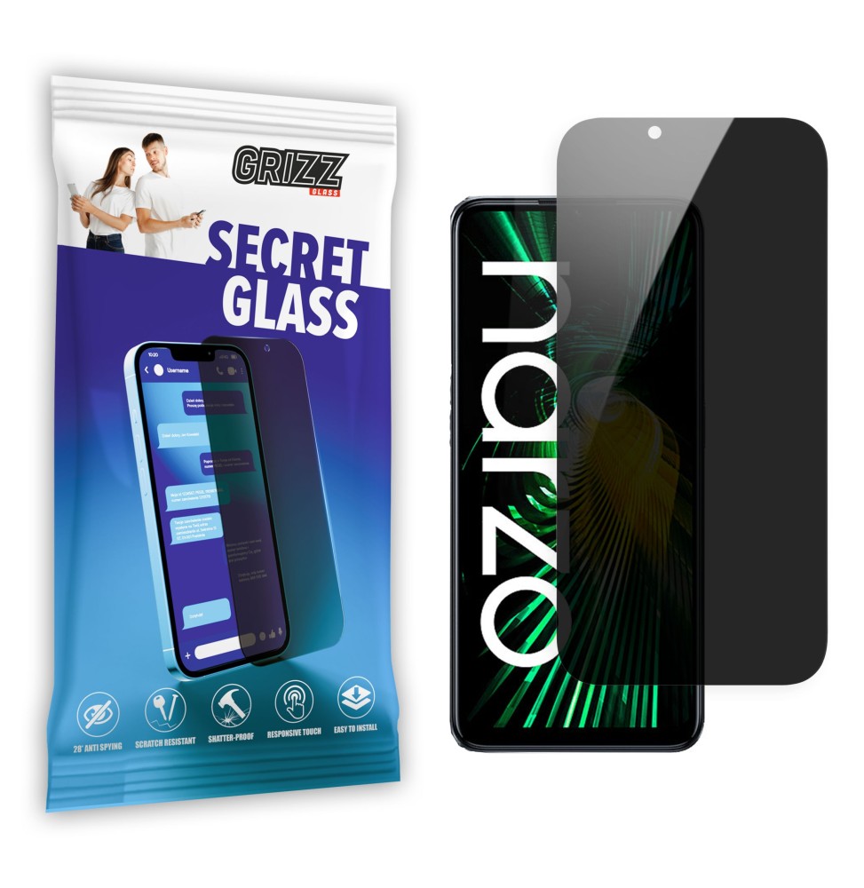 Sekretne szkło hybrydowe do Realme Narzo 50 5G prywatyzujące Grizz SecretGlass