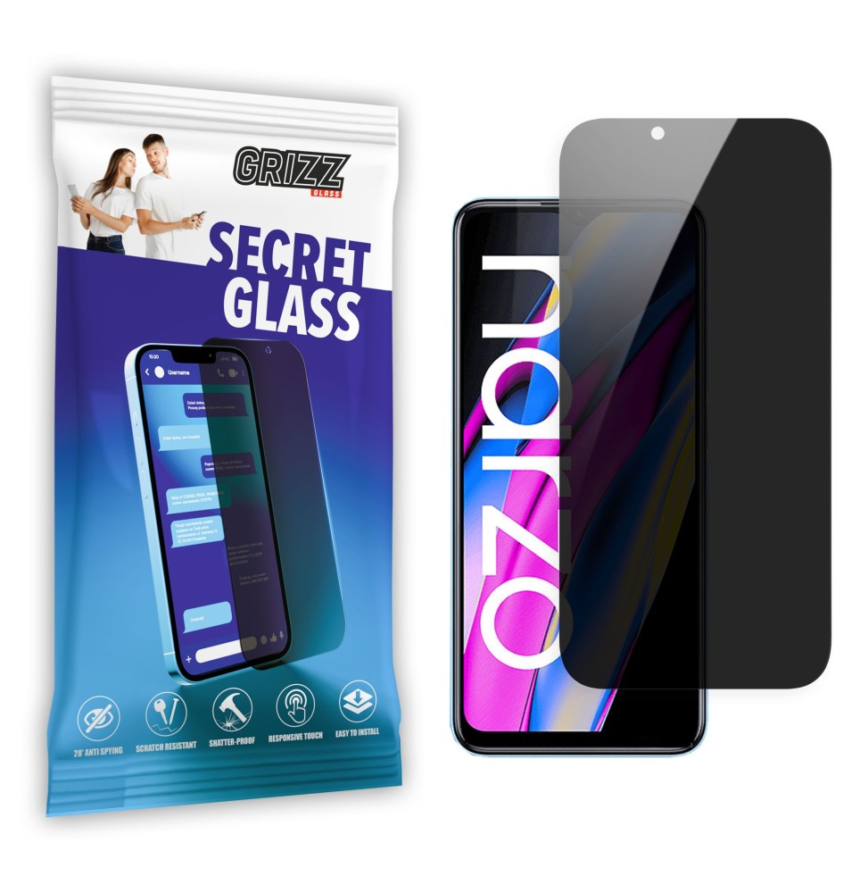 Sekretne szkło hybrydowe do Realme Narzo 50A Prime prywatyzujące Grizz SecretGlass