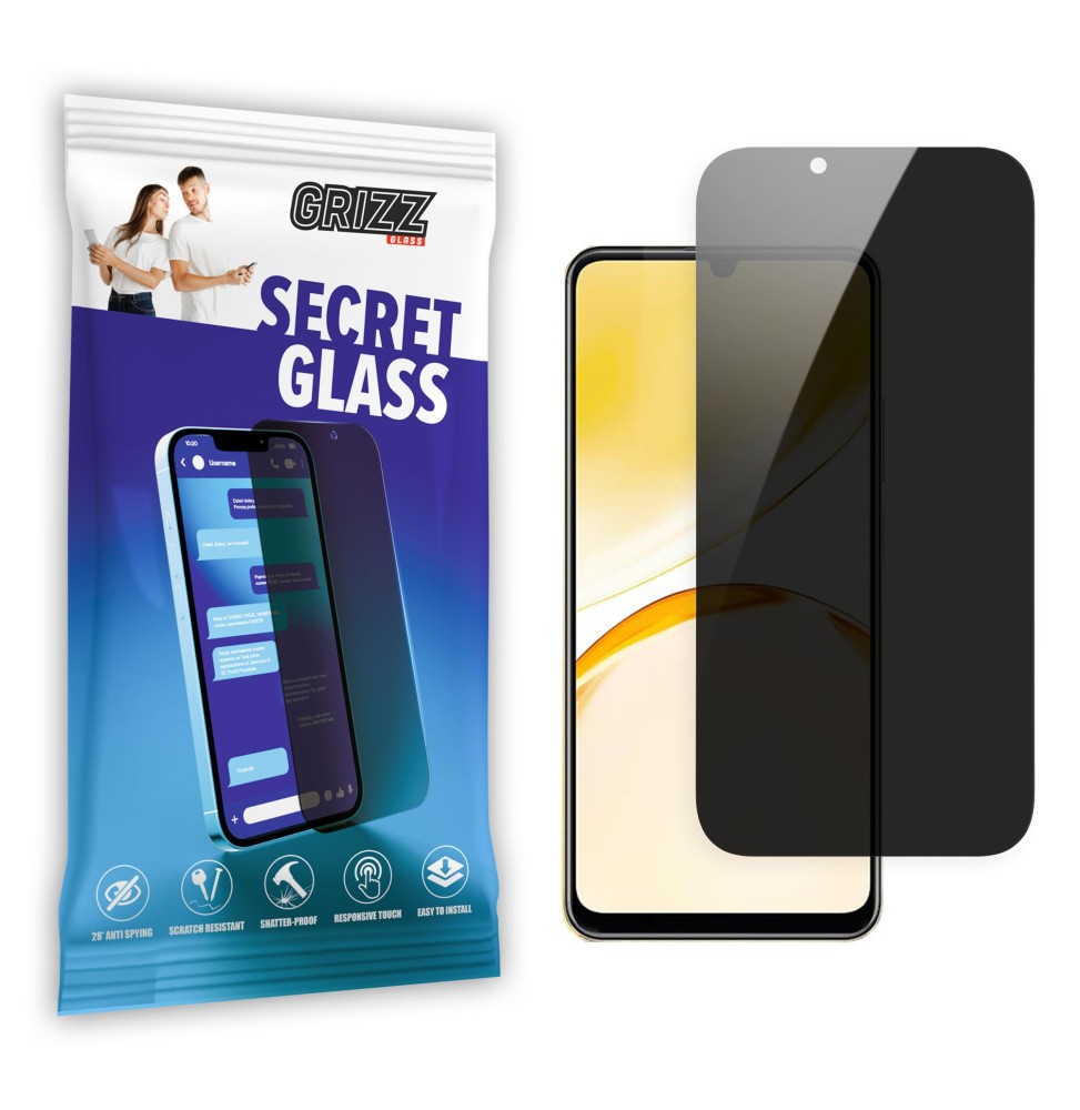 Sekretne szkło hybrydowe do Realme Narzo N53 prywatyzujące Grizz SecretGlass