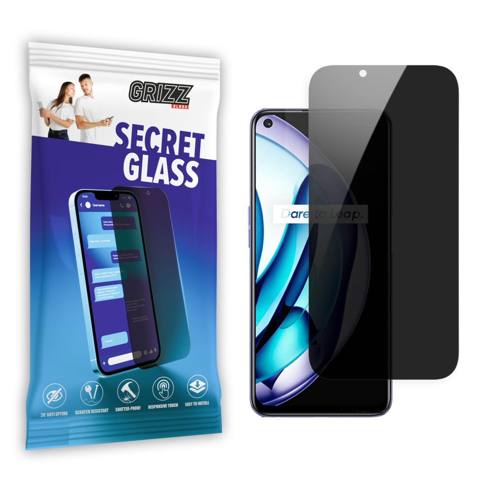 Sekretne szkło hybrydowe do Realme Q3T 5G prywatyzujące Grizz SecretGlass