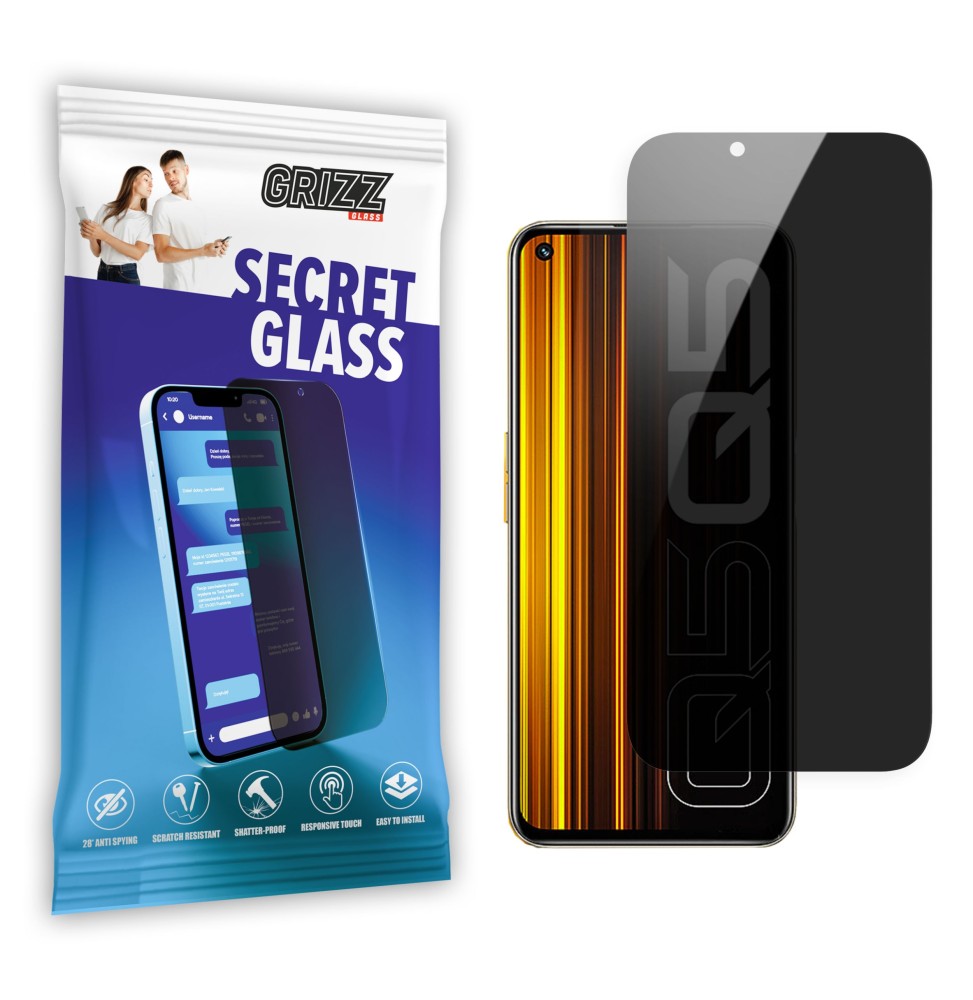Sekretne szkło hybrydowe do Realme Q5 prywatyzujące Grizz SecretGlass