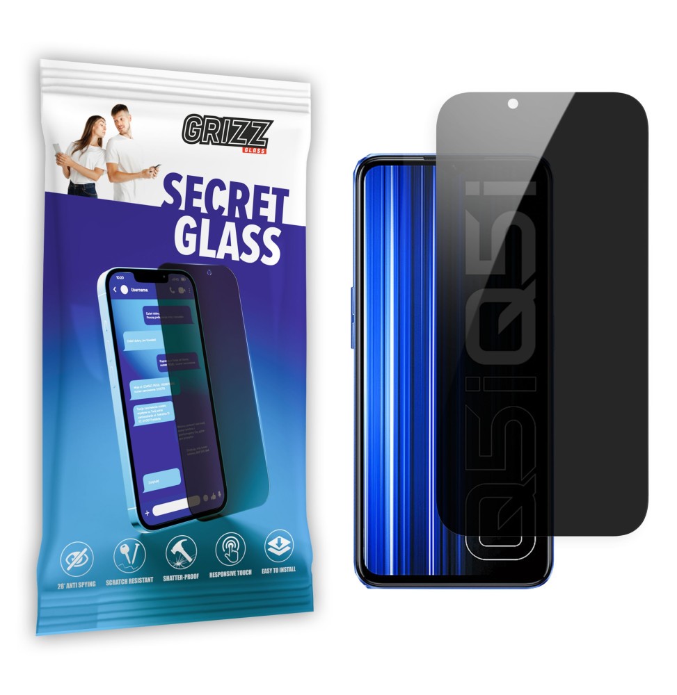 Sekretne szkło hybrydowe do Realme Q5i prywatyzujące Grizz SecretGlass