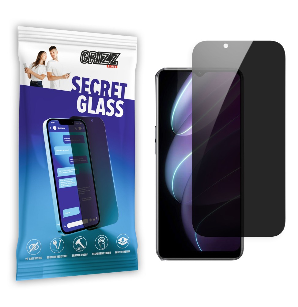 Sekretne szkło hybrydowe do Realme V30 prywatyzujące Grizz SecretGlass