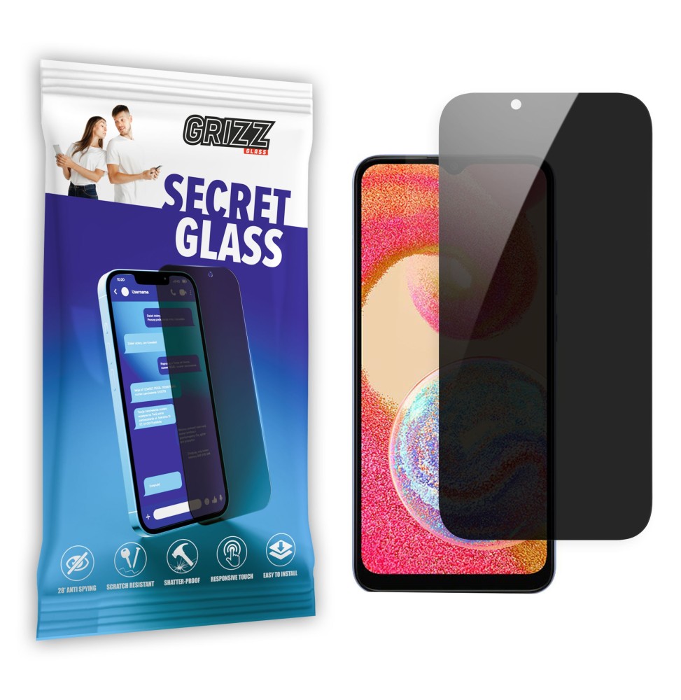 Sekretne szkło hybrydowe do Samsung Galaxy A04e prywatyzujące Grizz SecretGlass