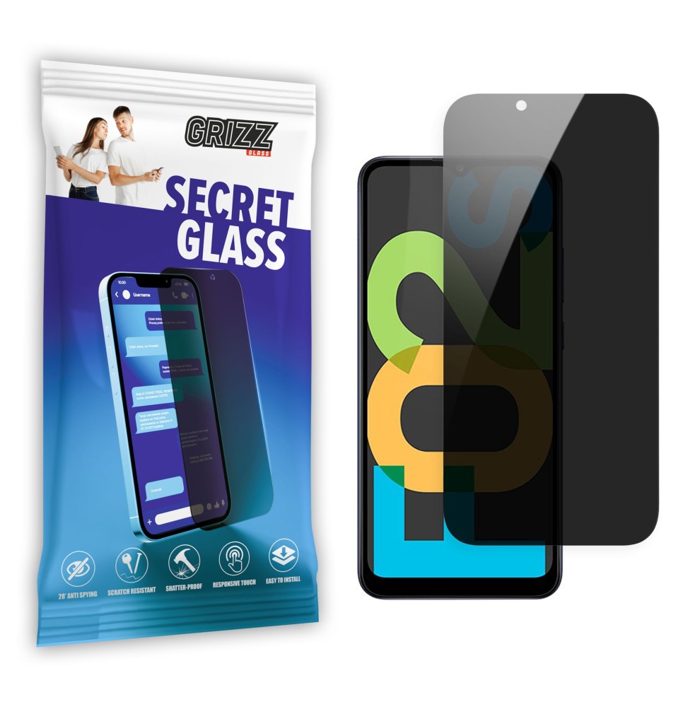 Sekretne szkło hybrydowe do Samsung Galaxy F02s prywatyzujące Grizz SecretGlass