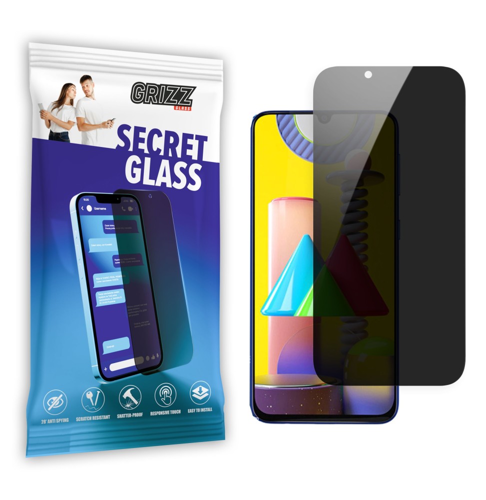 Sekretne szkło hybrydowe do Samsung Galaxy M31 prywatyzujące Grizz SecretGlass
