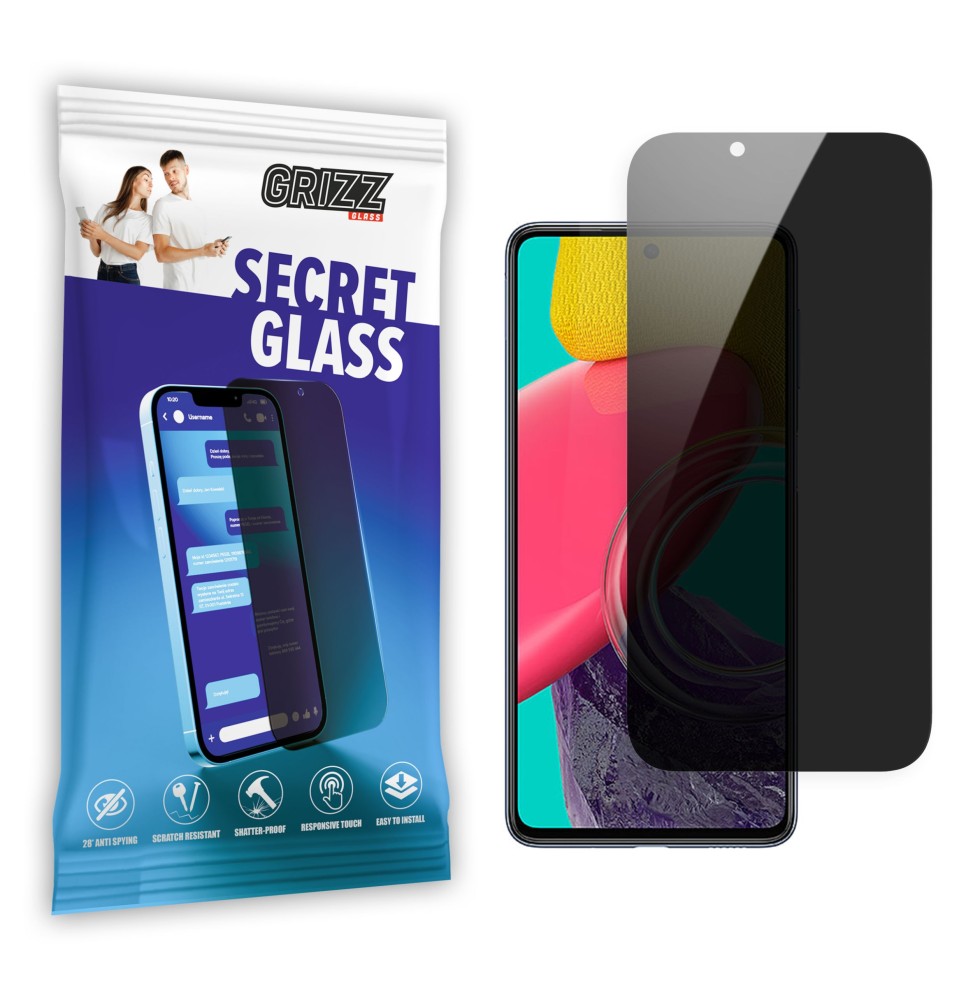 Sekretne szkło hybrydowe do Samsung Galaxy M53 prywatyzujące Grizz SecretGlass